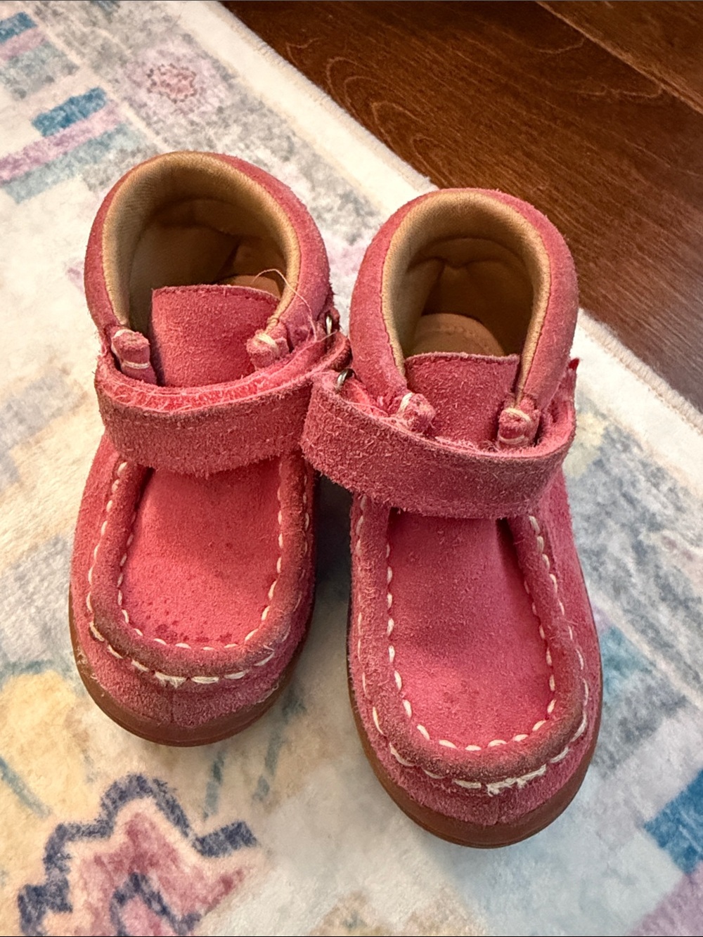 Hanna Andersson Pink Suede Moccasin Boots with Velcro
